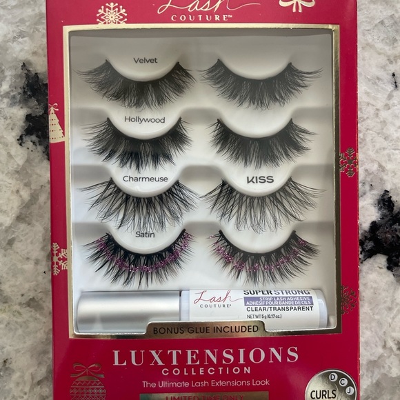 NIB Kiss Luxtensions Collection Lashes Super Slim Band Lgt. Weight 4 Pair w/Glue - Picture 4 of 4